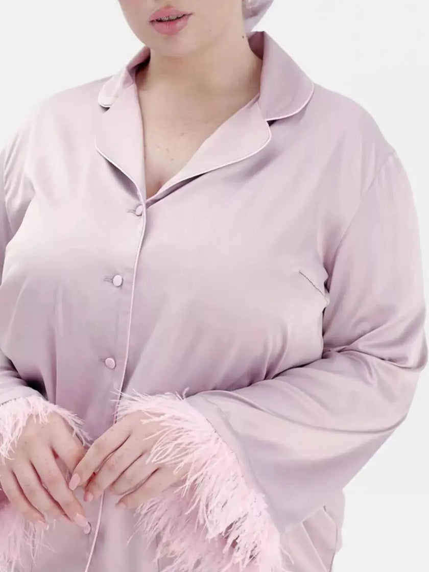 Silky Button Up Top and Pants Lounge Set  Style Ratio