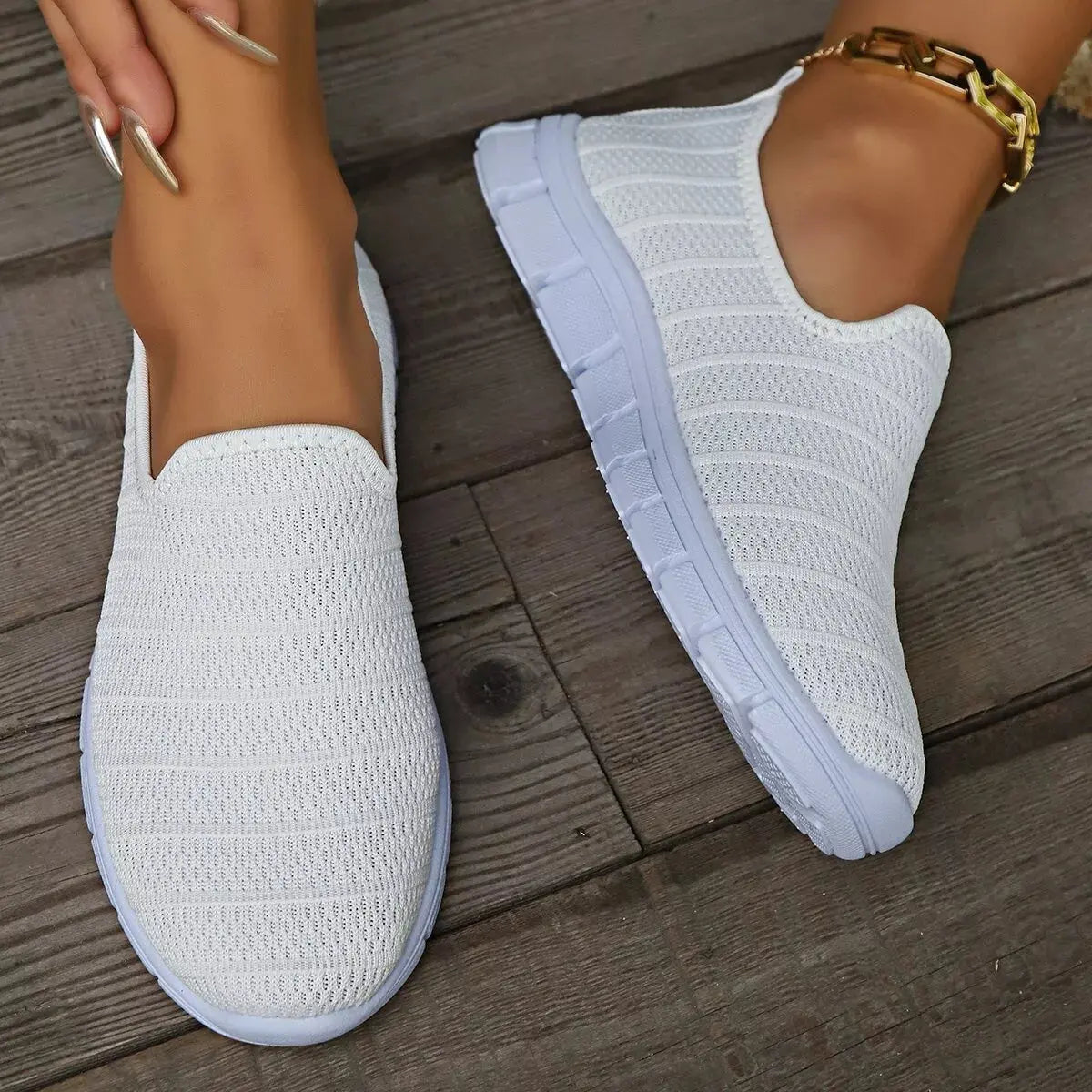 Round Toe Mesh Slip-Ons  Style Ratio
