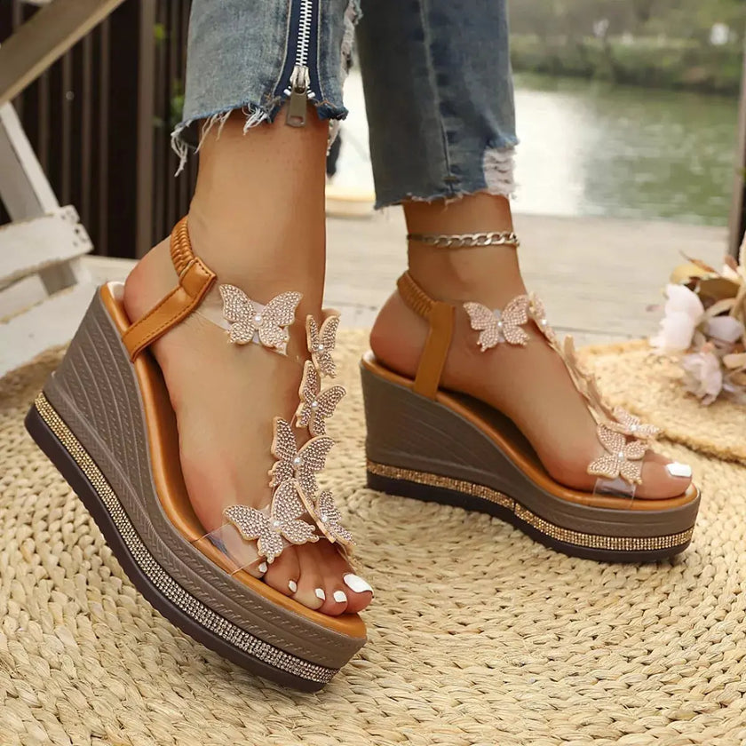 Butterfly Embellished Wedge Sandals  Style Ratio