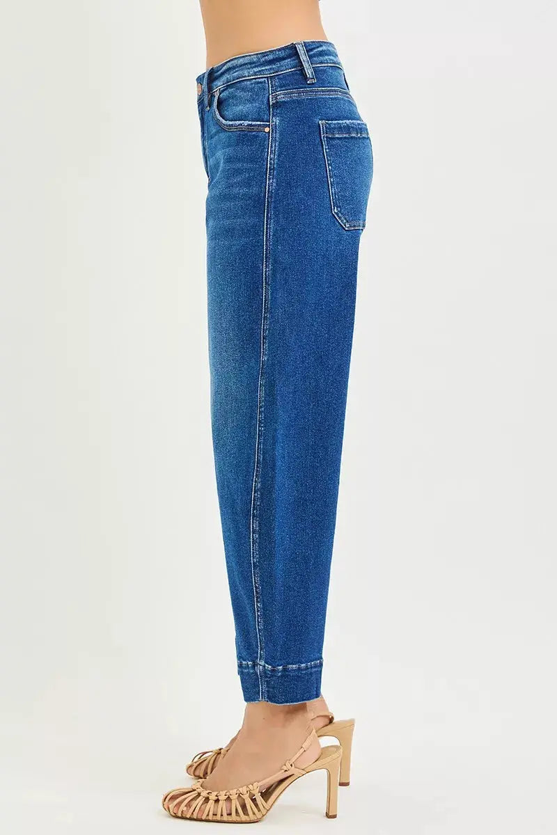 RISEN Mid Rise Crop Barrel Jeans  Style Ratio