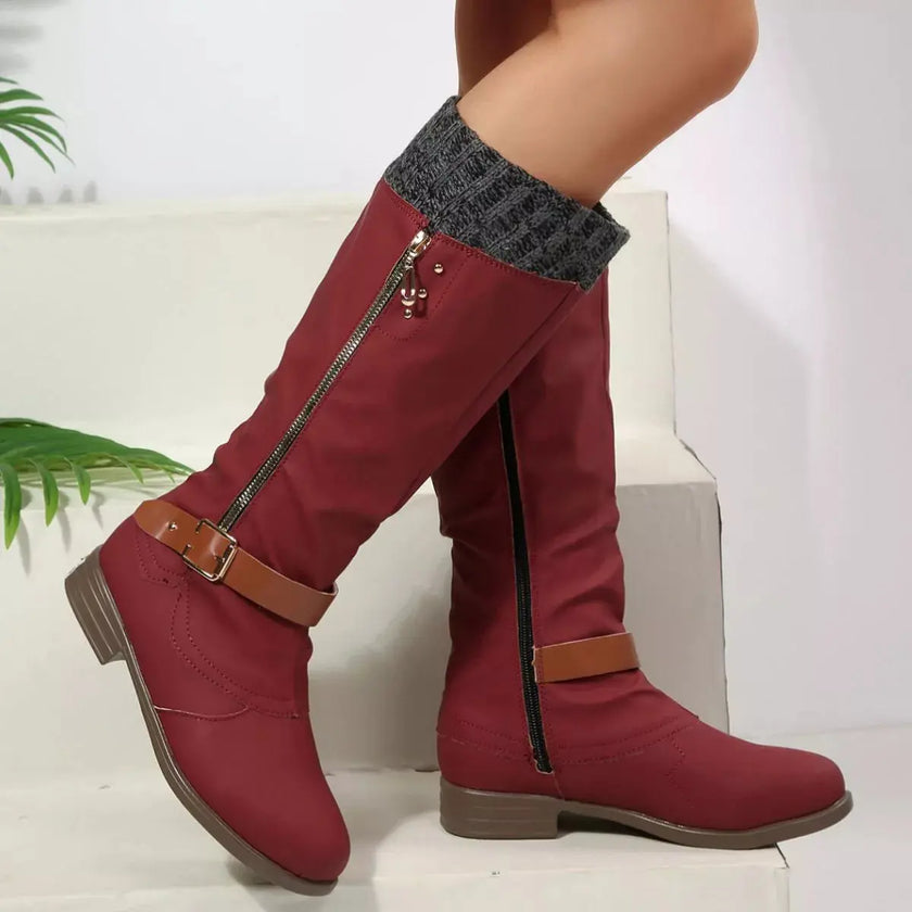 Round Toe Block Heels Boots  Style Ratio
