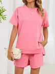 Round Neck Short Sleeve Shirt and Shorts Loungewear  Style Ratio