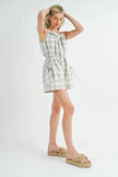 Mable Plaid Sleeveless Button Down Romper  Style Ratio
