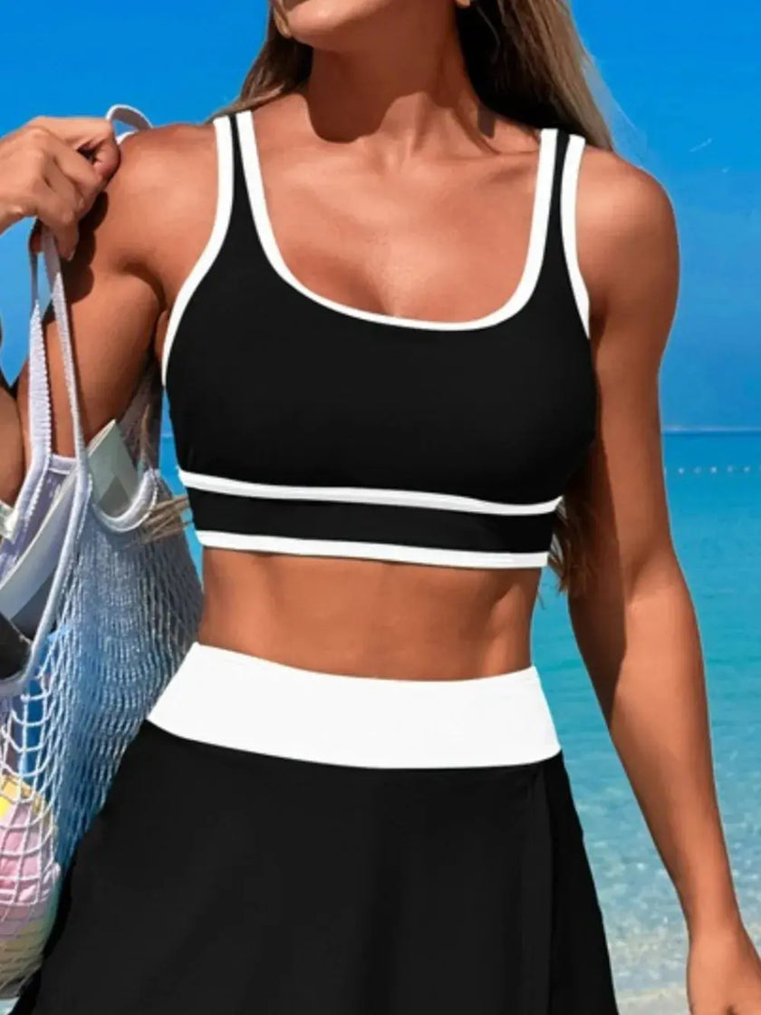Scoop Neck Top and Skort Swim Set  Style Ratio