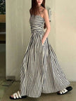 Striped Spaghetti Strap Casual Maxi Dress  Style Ratio