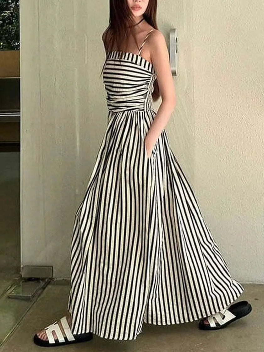 Striped Spaghetti Strap Casual Maxi Dress  Style Ratio