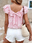 Floral Print Ruffle Trim Blouse  Style Ratio