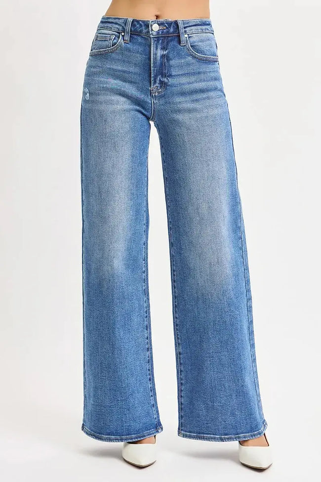 RISEN Full Size High Rise Wide Leg Jeans  Style Ratio