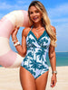 Tropical Palm Print Halter Neck One-Piece Swimsuit  Style Ratio