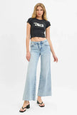 RISEN Full Size Tummy Control Low Rise Wide Leg Raw Cut Hem Jeans Plus Size  Style Ratio