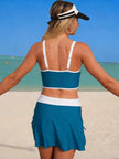 Contrast Trim Drawstring Swimsuit  Style Ratio