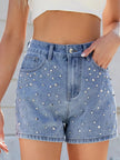 Studded High Waist Denim Shorts  Style Ratio