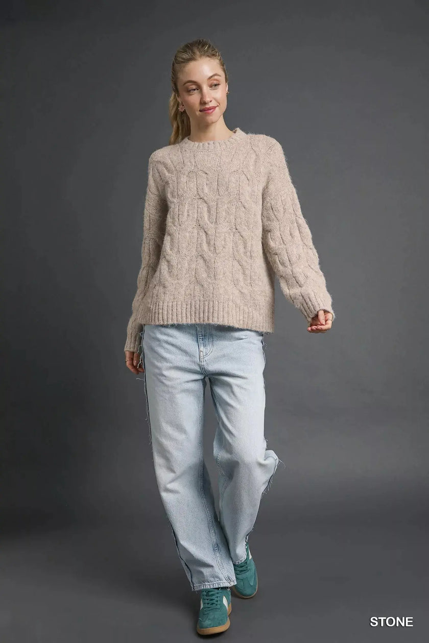 Umgee Cable Knit Cozy Sweater  Style Ratio