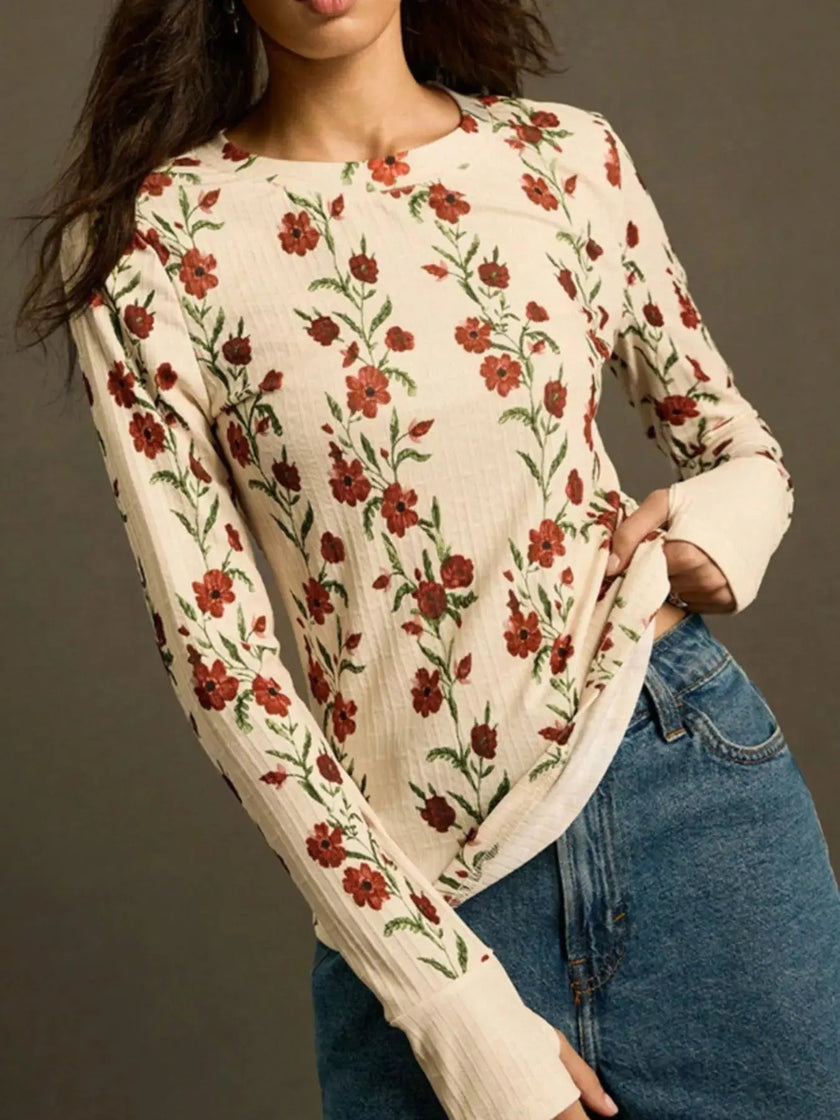 Floral Print Long Sleeve Shirt  Style Ratio