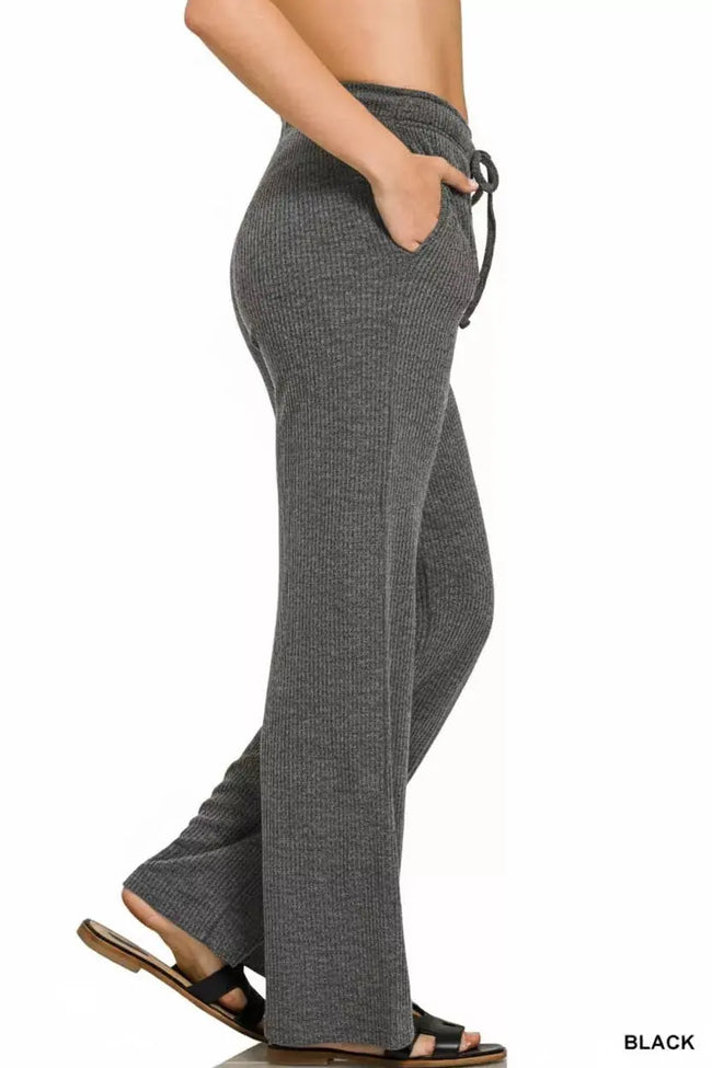 Zenana Ribbed Drawstring Lounge Pants  Style Ratio