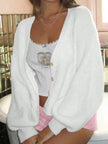 Ribbed Knit Open Front Cardigan with Cozy Oversized Fit  Style Ratio