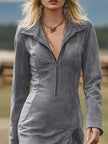 Full Size Fringe Hem Zip Front Bodycon Dress  Style Ratio