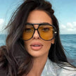 Aviator Fashion Sunglasses with Yellow Tinted Lenses  Style Ratio