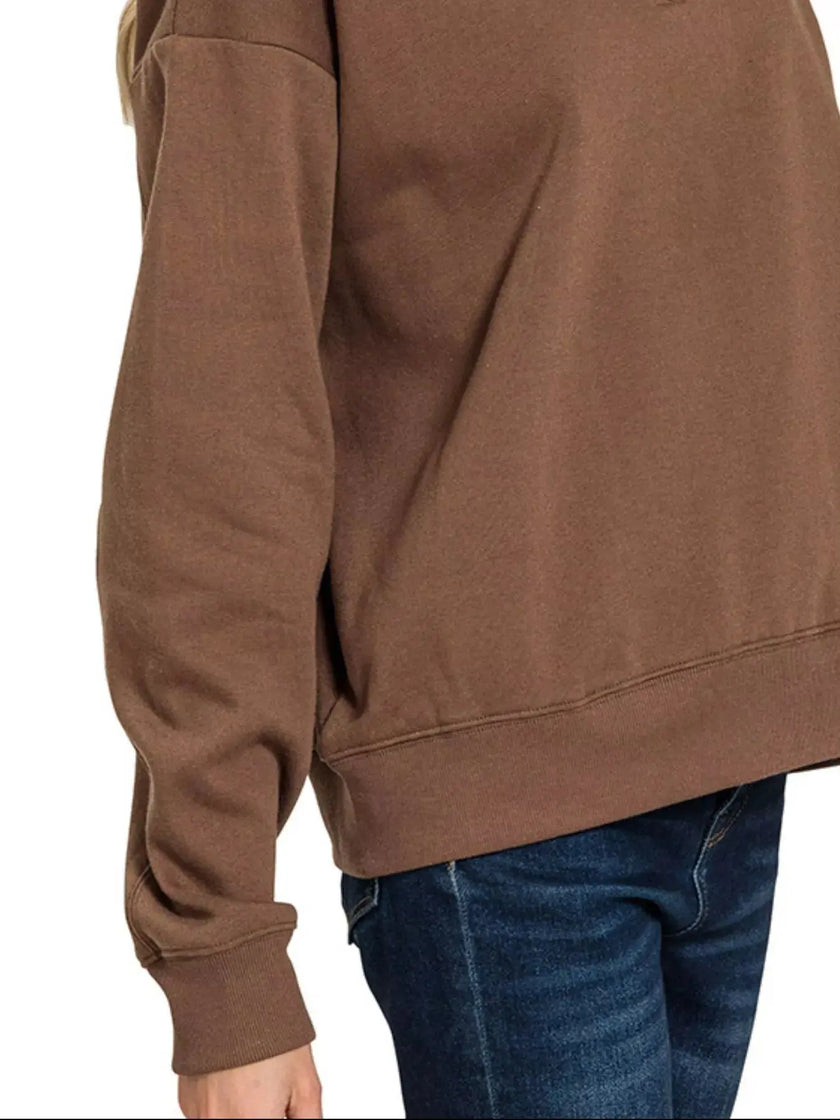 Zenana Fleece Half Zip Sweatshirt  Style Ratio