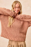 BiBi Chunky Knit Sweater with Flower Detail Sleeves  Style Ratio