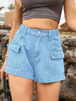High Waist Denim Shorts with Pockets  Style Ratio
