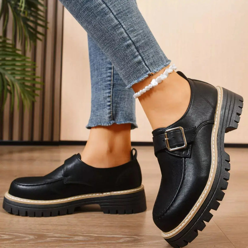 Round Toe Buckle Loafers  Style Ratio