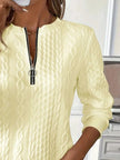 Texture Half Zip Long Sleeve Sweater  Style Ratio
