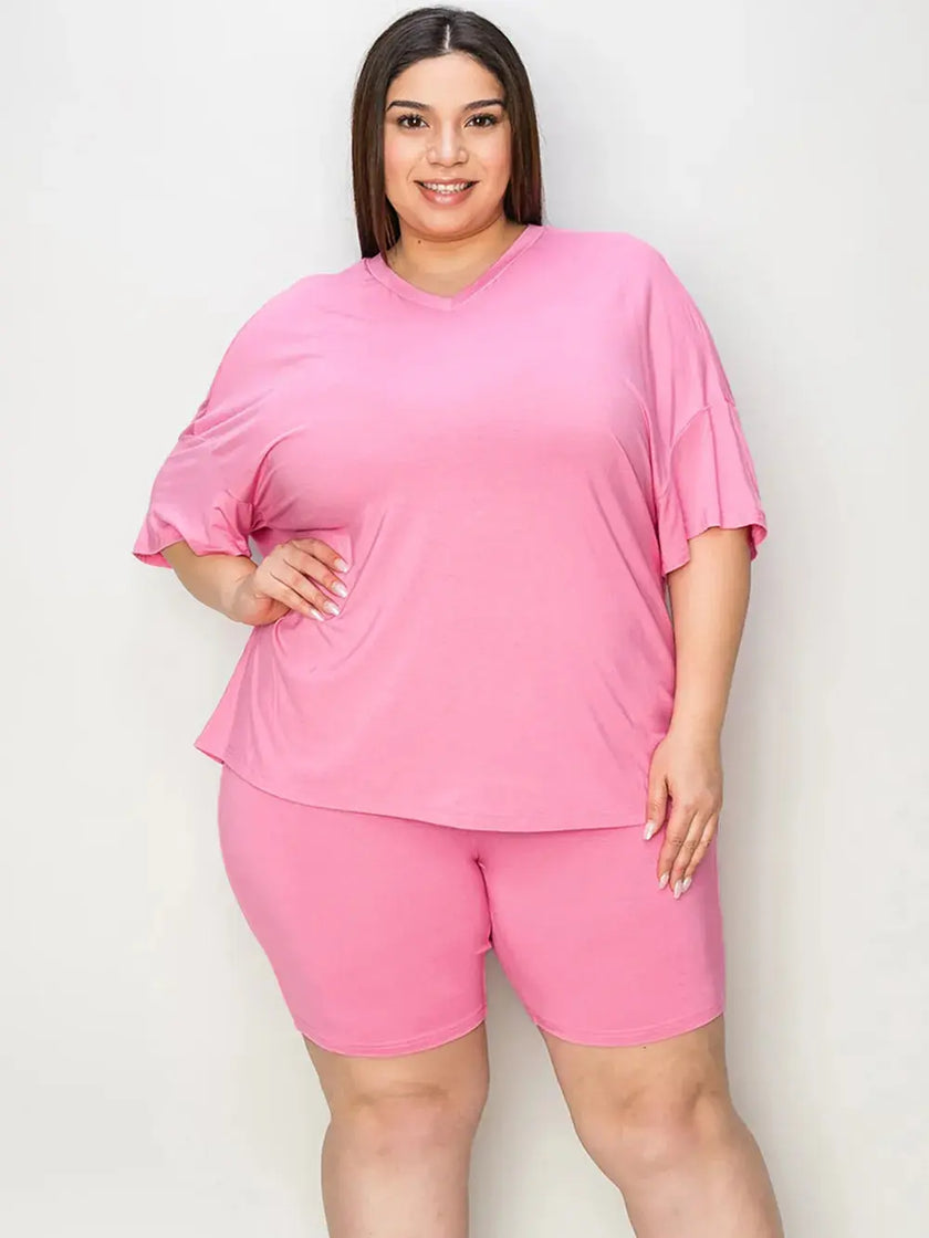 Basic Bae Full Size V-Neck Drop Shoulder Shirt and Shorts Loungewear  Style Ratio