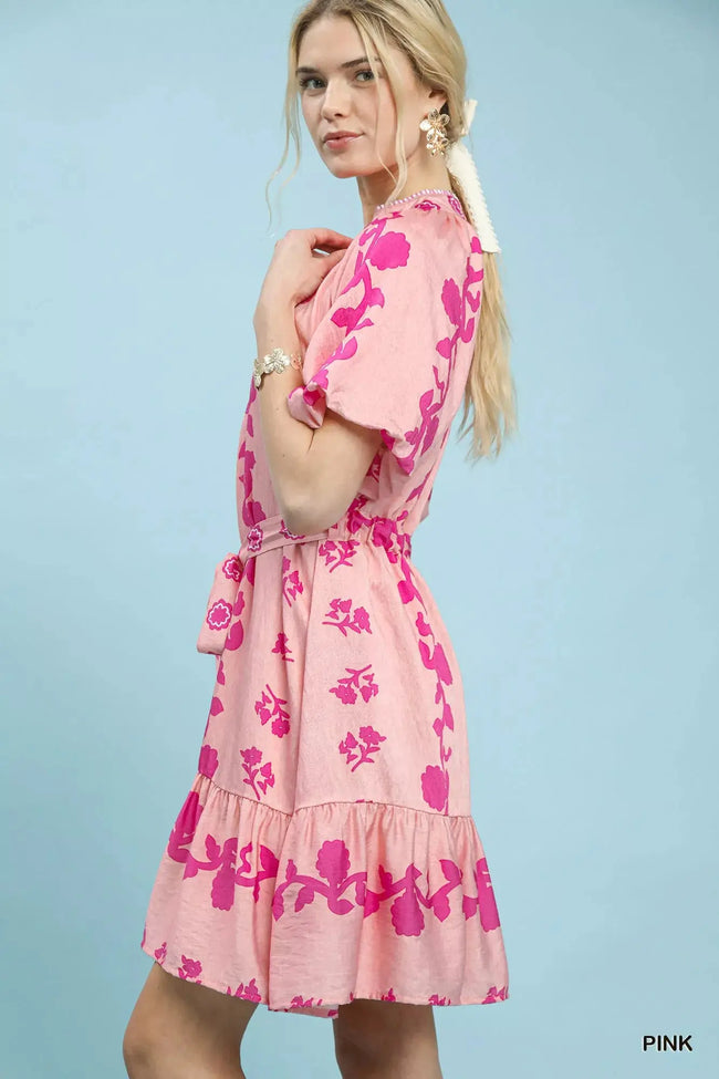 Umgee Floral Tie-Waist Boho Mini Dress  Style Ratio