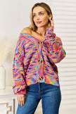 Angel Wings Woven Right V-Neck Long Sleeve Cardigan  Style Ratio