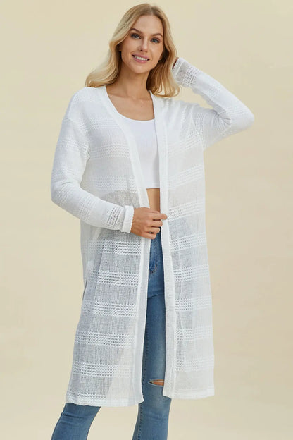 Double Take Open Front Longline Cardigan Trendsi