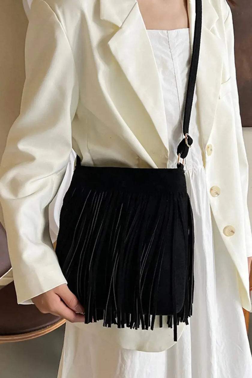 Suede Fringe Shoulder Bag  Style Ratio