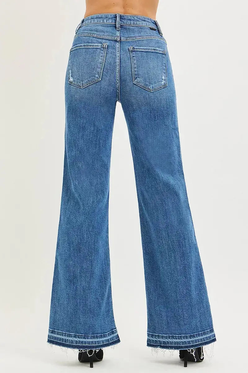 RISEN High Rise Wide Leg Jeans With Released Hem  Style Ratio