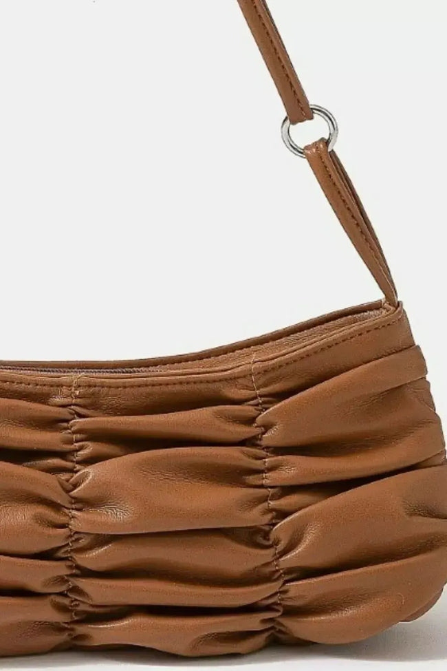 Fame Segmented Pleated Faux Leather Handbag  Style Ratio