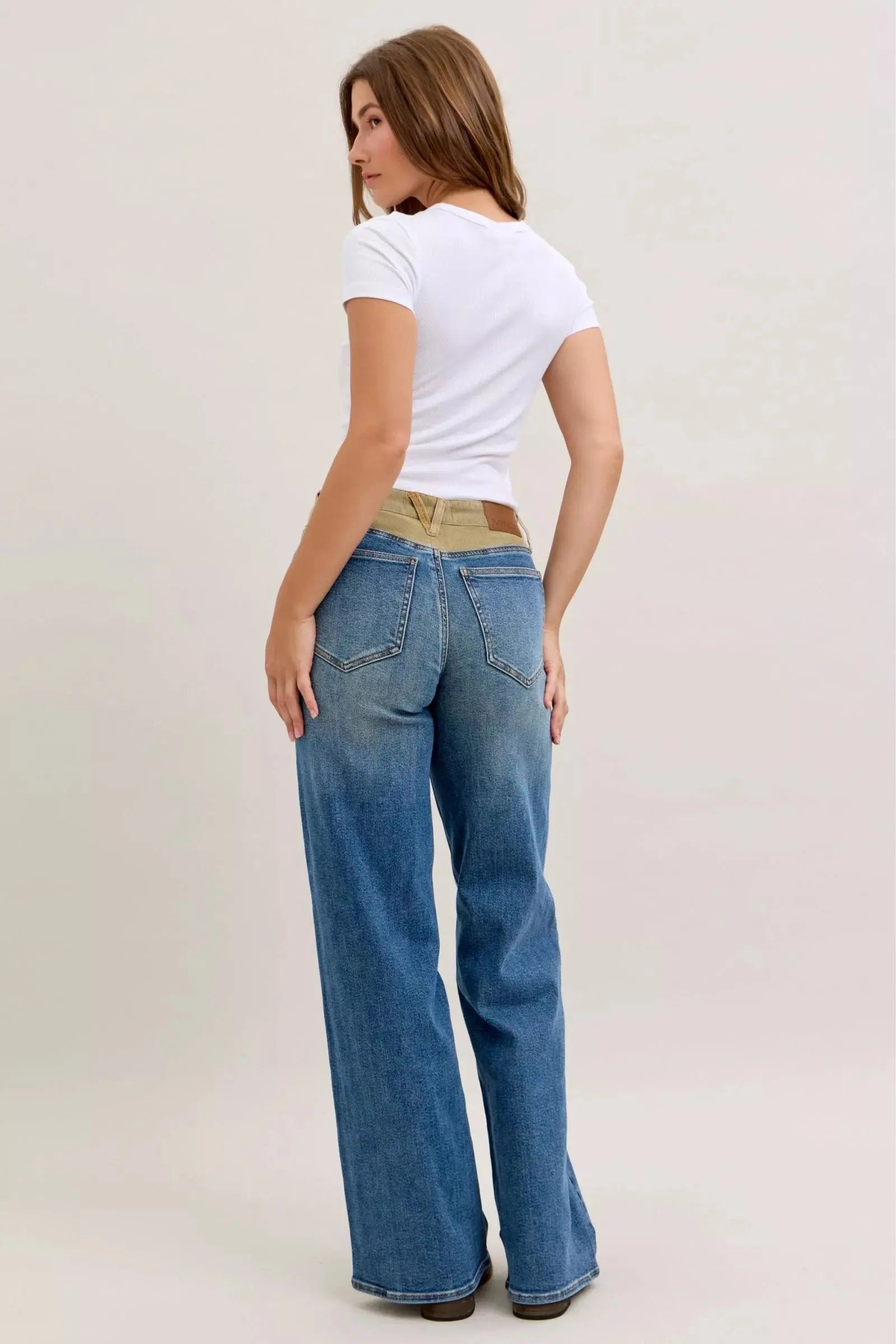 Judy Blue MR Column Straight Jeans with Corduroy Waist  Style Ratio