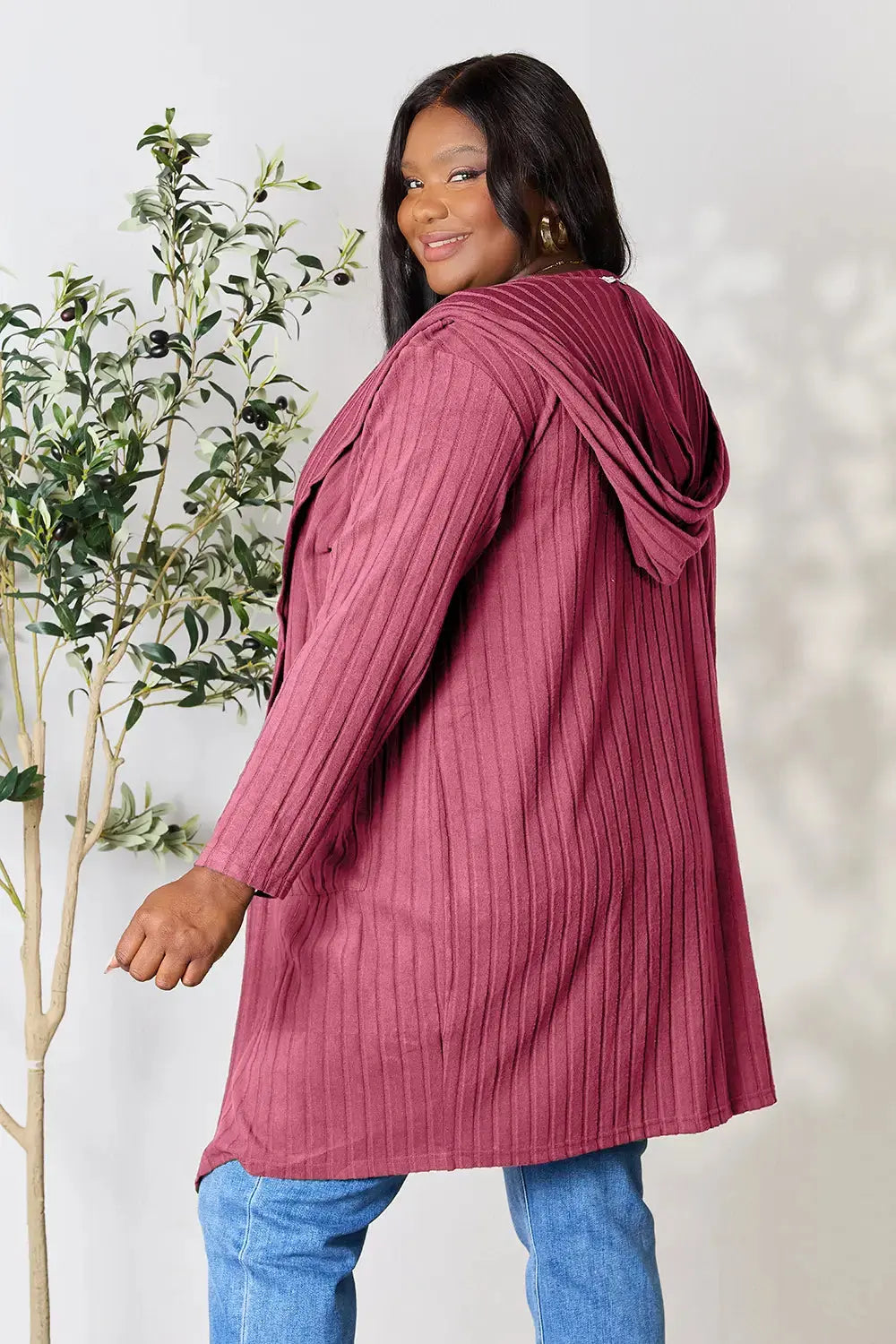 Basic Bae Full Size Hooded Sweater Cardigan  Style Ratio