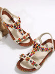 Beaded T-Strap Flat Sandals  Style Ratio