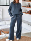 Collared Sweatshirt and High Waist Pants Active Set  Style Ratio