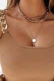 Brown Gold Chain Straps Rib Knit Tank Top  Style Ratio