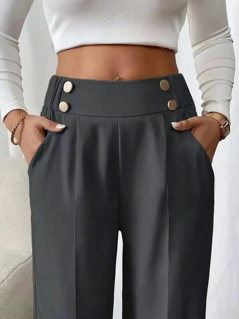 Full Size High Waisted Wide Leg Pants  Style Ratio