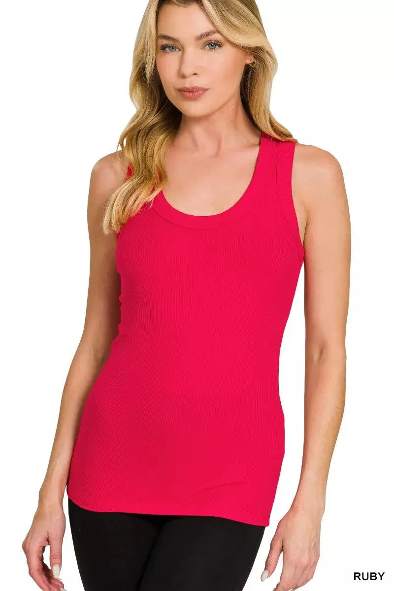 Zenana Ribbed Scoop Neck Tank Top  Style Ratio