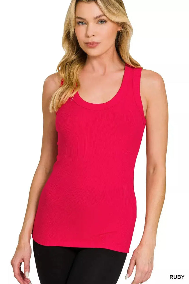 Zenana Ribbed Scoop Neck Tank Top  Style Ratio