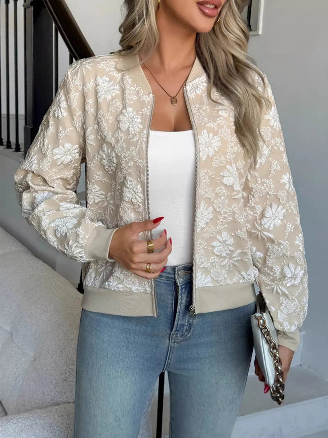 Floral Lightweight Zip Up Jacket  Style Ratio