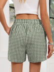 Gingham Elastic Waist Casual Shorts  Style Ratio