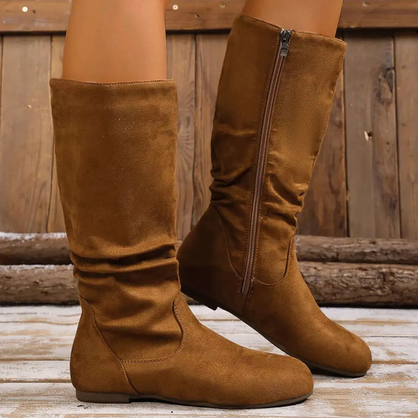 Round Toe Side Zip Boots  Style Ratio