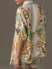 Printed Button Up Shirt and Shorts Set  Style Ratio