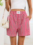 Gingham Elastic Waist Casual Shorts  Style Ratio