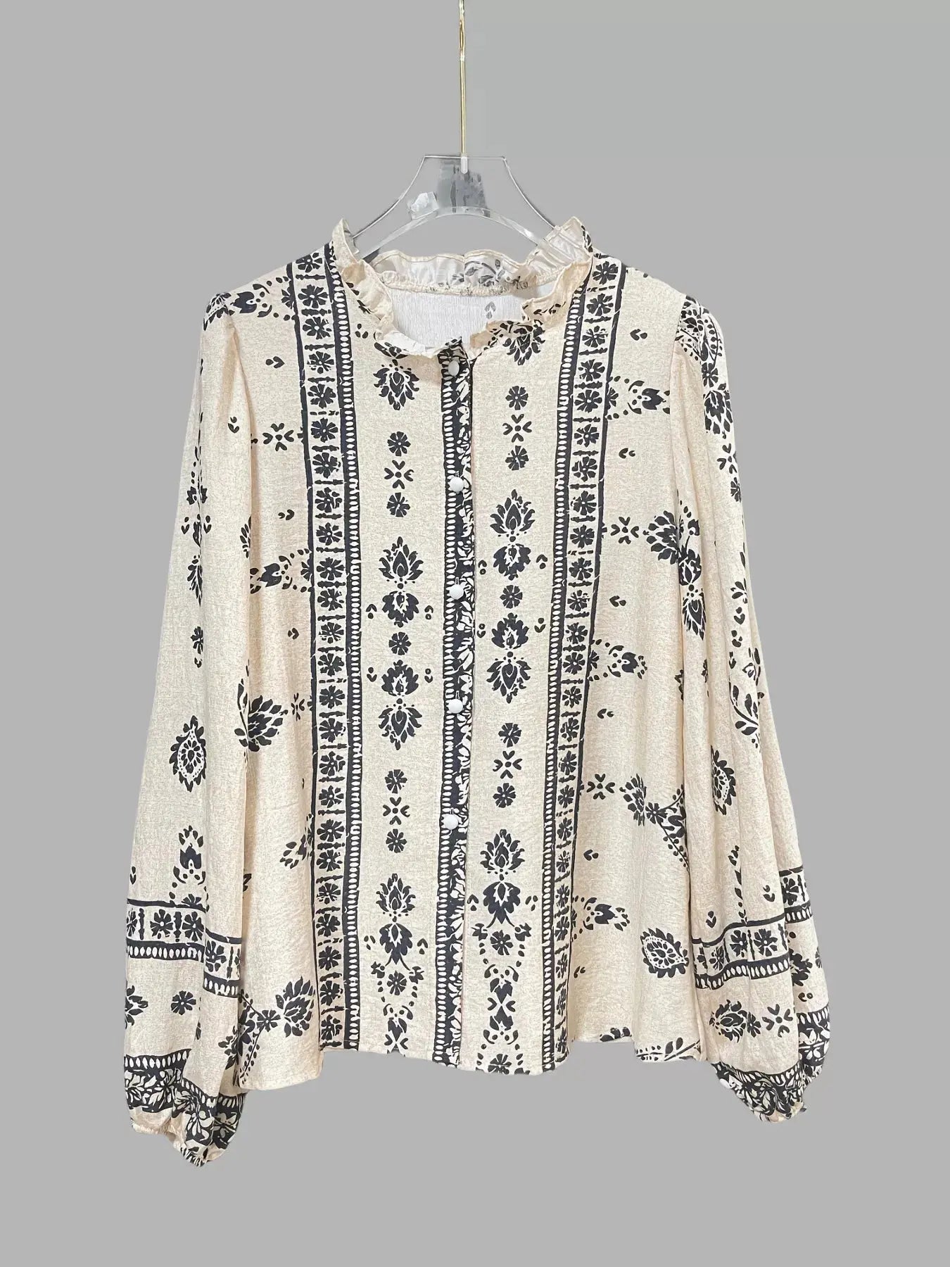 Vintage Print Long Sleeve Shirt  Style Ratio