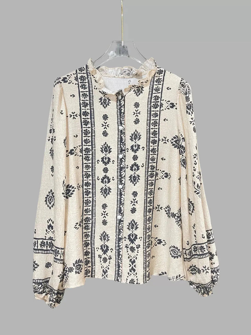 Vintage Print Long Sleeve Shirt  Style Ratio