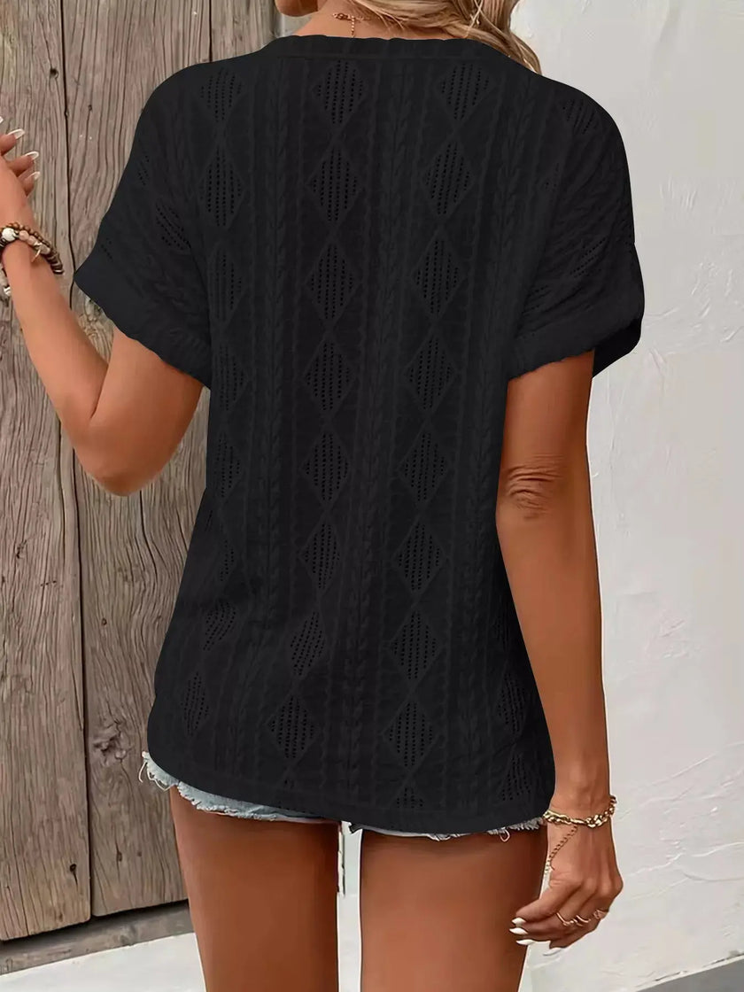Diamond Pattern Short Sleeve Top  Style Ratio